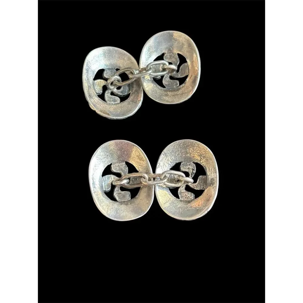 Vtg Sterling Silver Lauburu Basque Cross Cufflinks 925 10.42g